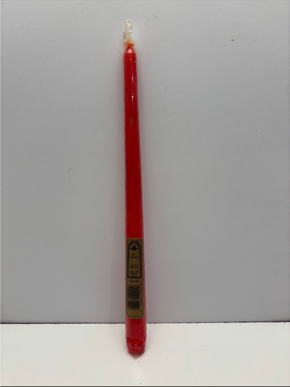 NEW Victory candles red wax taper candle sealed in protective clear plastic 12”